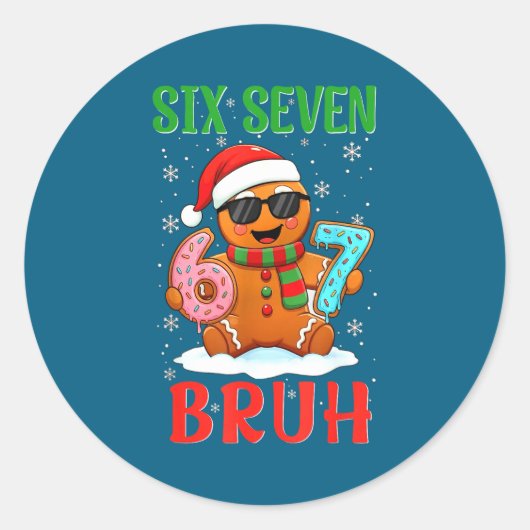 Funny Christmas Bruh Six Seven Saying Dabbing Ging Runder Aufkleber (Vorderseite)
