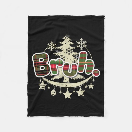 Funny Christmas Bruh Xmas Pajamas Red Plaid Men Wo Fleecedecke (Vorderseite)