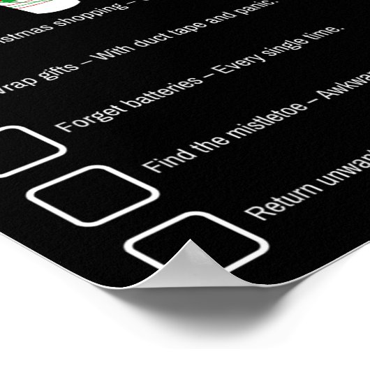 Funny Christmas Bucket List Design Xmas Holiday Hu Poster (Ecke)