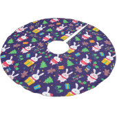 Funny Christmas Bunnies Polyester Weihnachtsbaumdecke (Schrägansicht)