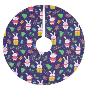 Funny Christmas Bunnies Polyester Weihnachtsbaumdecke