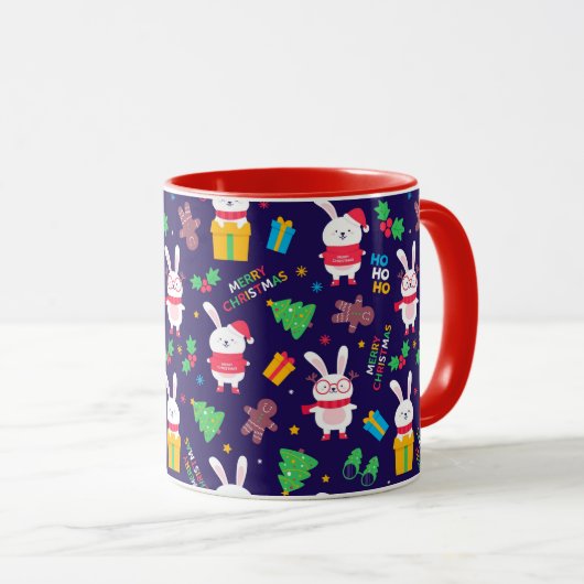 Funny Christmas Bunnies Tasse (VorderseiteRechts)