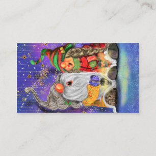 Funny Christmas Business Card Happy Singing Gnomes Visitenkarte