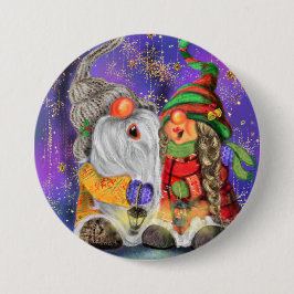 Funny Christmas Button Geschenk Happy Gnomes singe