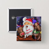 Funny Christmas Button mit dem Weihnachtsmann und (Vorne & Hinten)