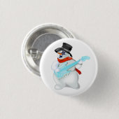 Funny Christmas Button mit Snowman und Gitarre (Vorne & Hinten)