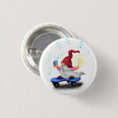 Funny Christmas Button Skater Gnome mit Geschenken (Vorne & Hinten)