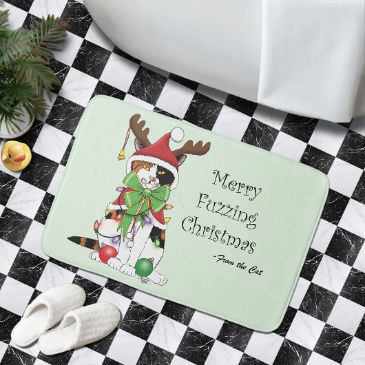 Funny Christmas Calico Cat Badematte
