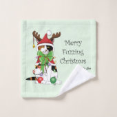 Funny Christmas Calico Cat Badhandtuch Set (Waschlappen)