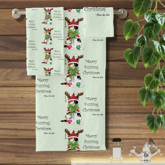 Funny Christmas Calico Cat Badhandtuch Set