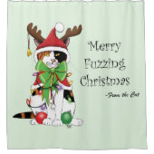 Funny Christmas Calico Cat Duschvorhang (Vorderseite)