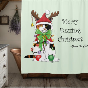 Funny Christmas Calico Cat Duschvorhang