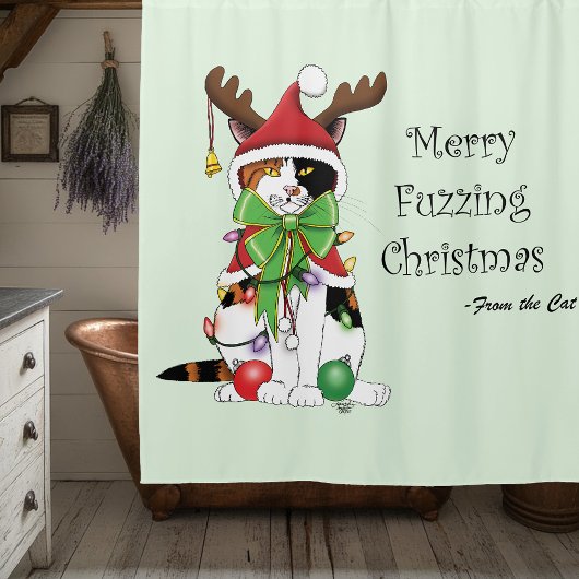 Funny Christmas Calico Cat Duschvorhang