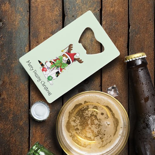 Funny Christmas Calico Cat Geldbeutel Flaschenöffner