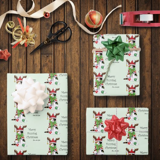 Funny Christmas Calico Cat Geschenkpapier Set