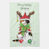 Funny Christmas Calico Cat Geschirrtuch (Vertikal)