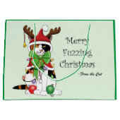 Funny Christmas Calico Cat Große Geschenktüte (Vorderseite)