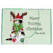 Funny Christmas Calico Cat Große Geschenktüte (Rückseite)