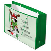 Funny Christmas Calico Cat Große Geschenktüte (Vorderseite Schrägansicht)