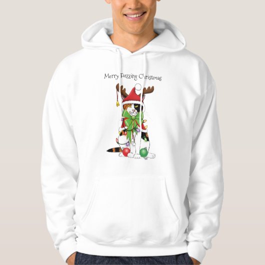 Funny Christmas Calico Cat Hoodie (Vorderseite)