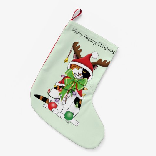 Funny Christmas Calico Cat Kleiner Weihnachtsstrumpf (Vorderansicht (hängend))