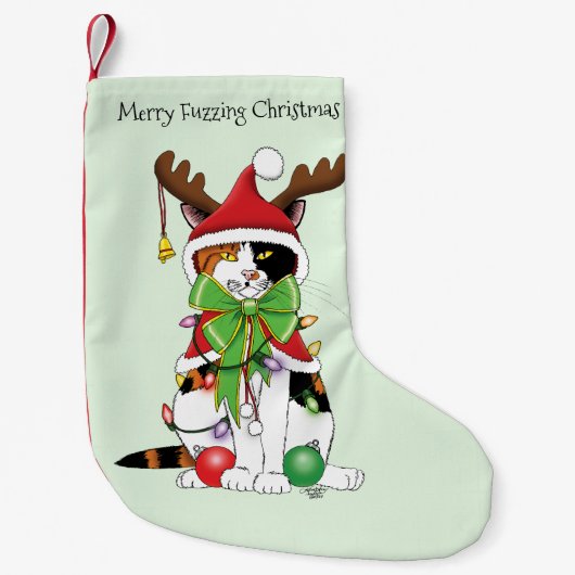 Funny Christmas Calico Cat Kleiner Weihnachtsstrumpf (Vorderseite)