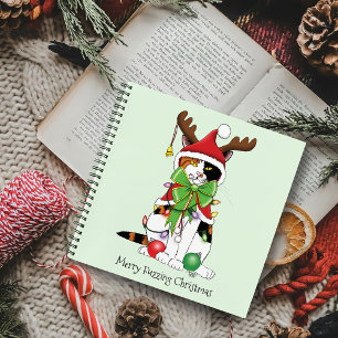 Funny Christmas Calico Cat Notizblock
