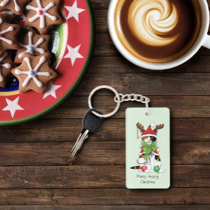 Funny Christmas Calico Cat Schlüsselanhänger