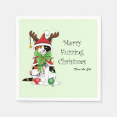 Funny Christmas Calico Cat Serviette (Vorderseite)