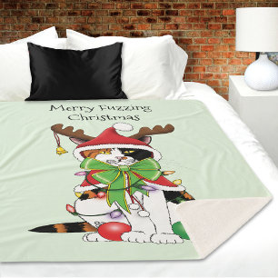 Funny Christmas Calico Cat Sherpadecke