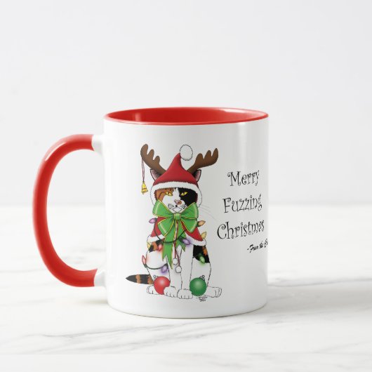 Funny Christmas Calico Cat Tasse (Links)
