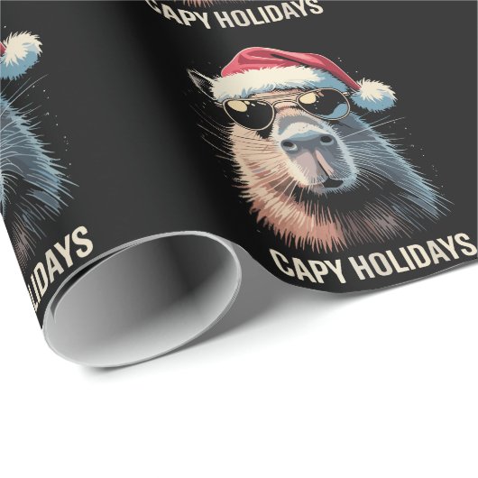Funny Christmas Capy Holidays Xmas Capybara Geschenkpapier (Rolleneckpunkt)