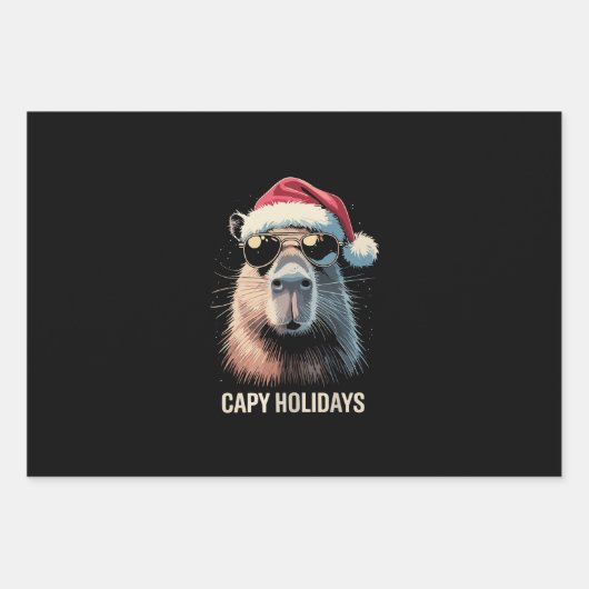 Funny Christmas Capy Holidays Xmas Capybara Geschenkpapier Set (Vorderseite)