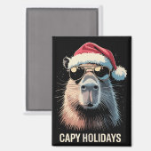 Funny Christmas Capy Holidays Xmas Capybara  Magnet (Vorderseite/Rückseite)