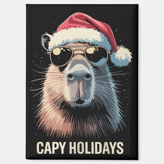 Funny Christmas Capy Holidays Xmas Capybara  Magnet (Vorderseite)