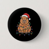 Funny Christmas Capybara Cute Cartoon Desing  Button (Vorderseite)