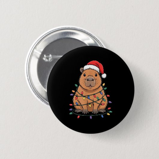 Funny Christmas Capybara Cute Cartoon Desing  Button (Vorne & Hinten)