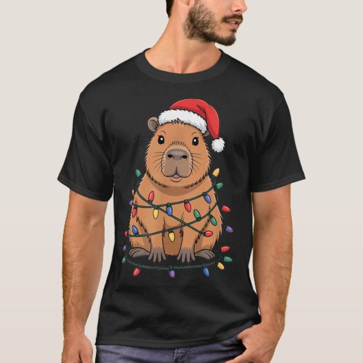 Funny Christmas Capybara Cute Cartoon Desing T-Shirt (Vorderseite)