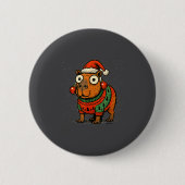 Funny Christmas Capybara With Santa Hat & Swea Button (Vorderseite)