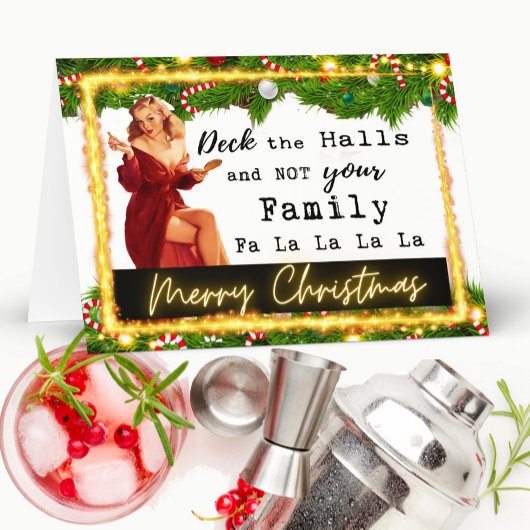 Funny Christmas Card Best Friend "Deck The Halls" Dankeskarte