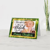 Funny Christmas Card Best Friend "Naughty? Nice?" Dankeskarte (Vorderseite)