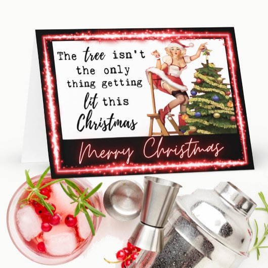 Funny Christmas Card Best Friend "Tree Lit" Karte