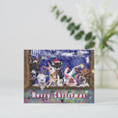 Funny Christmas Card Happy Animal Party Postkarte (Stehend Vorderseite)