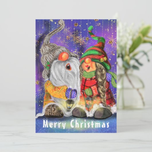 Funny Christmas Card Happy Cpeople Gnome Karte (Stehend Vorderseite)