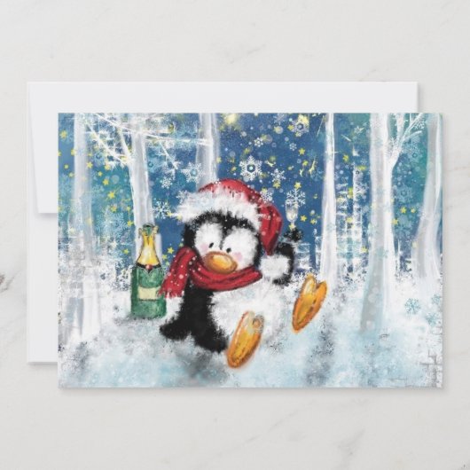 Funny Christmas Card Happy Party Penguin (Rückseite)