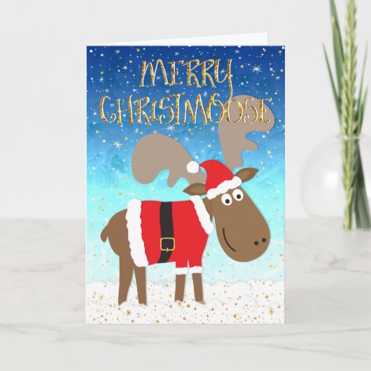 Funny Christmas Card - Merry Christmoose Feiertagskarte (Vorderseite)