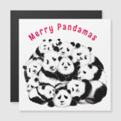 Funny Christmas Card mit Happy Family Pandas Magnetkarte (Vorne/Hinten)