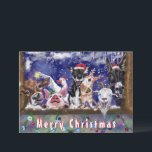 Funny Christmas Card mit Happy Farm Animal Party<br><div class="desc">Weihnachtskarten mit Happy Farm Animal Party - Frohe Weihnachtskarte - Umformen und verschieben oder entfernen und ergänzen Elemente / Text mit Anpassungswerkzeug ! Zeichn und Design von MIGNED. Bitte schauen Sie sich meine anderen Projekte / Bilder an. Sie können meine Designs auch auf mehr als 1000 Zazzle-Produkte übertragen. Frohe Weihnachten...</div>