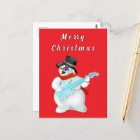 Funny Christmas Card Musical Snowman Gitarrist