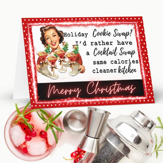 Funny Christmas Card Retro Best Friend Cookie Swap Karte